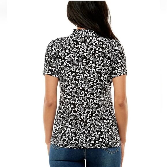 NWT ADRIENNE VITTADINI Mockneck Keyhole Blouse Top Medium - Picture 3 of 6